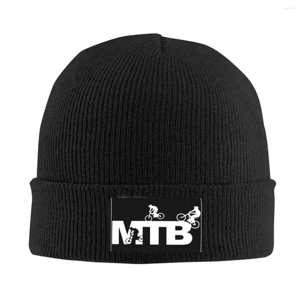 Boinas MTB Ciclismo Logo Divertido Mountain Biker Bike.png Gorros de punto para mujeres Hombres Gorros Otoño Invierno Sombrero Cálido