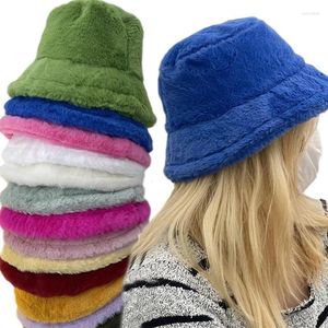 Beretten Multi -Color verdikkende wollen emmer hoed herfst winter warme pluche mode fluweel Panama casual hoeden voor damesvisserscaps