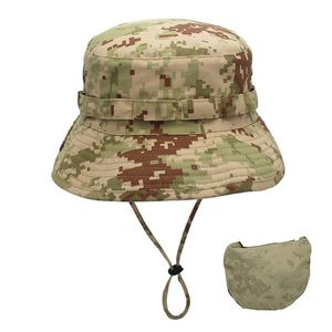 Bérets Multicam Tactique Pêcheur Chapeaux En Plein Air Pliable Sniper Camouflage Casquette De Pêche UV Crème Solaire Panama Militaire Seau ChapeauBérets BeretsB