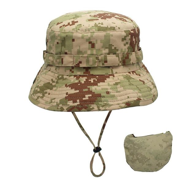 Boinas Multicam táctico pescador sombreros al aire libre plegable francotirador camuflaje gorra de pesca UV protector solar Panamá militar cubo sombreroBoinas boinasB