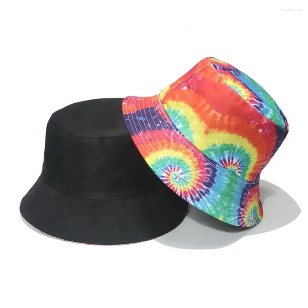 Bérets Multicolor Bucket Hats portables à séchage rapide Protection solaire Panama CAP ANTI-UV Polyester Réversible Pêche unisexe