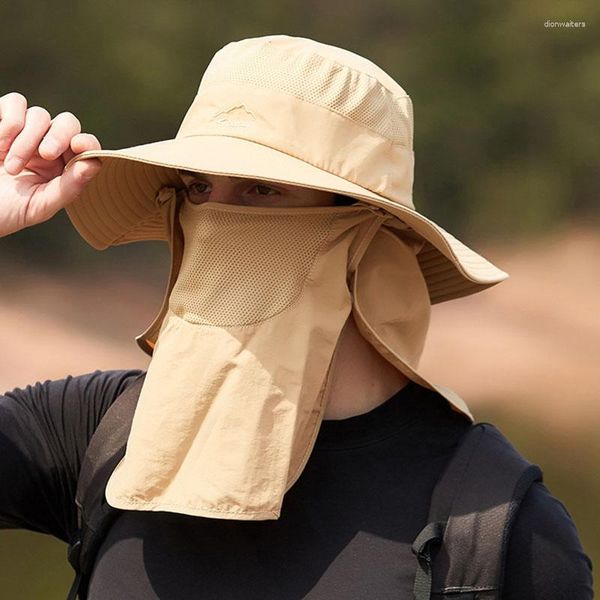 Bérets Casquette de pêcheur à séchage rapide polyvalente pour femmes hommes été UV protection du cou chapeau de seau de soleil mâle randonnée en plein air chapeaux de pêche