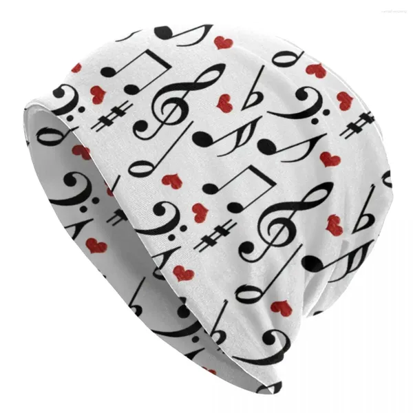 Bérets Note de musique Bonnet chapeaux avec coeurs Bonnet motif tricoté chapeau printemps rue Y2K femme mâle extérieur thermique élastique casquettes