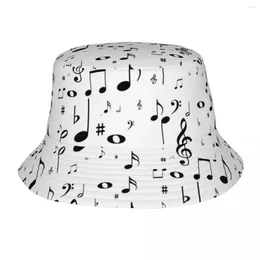 Berets Music Note emmer Hat Travel Headwear Accessories Zingen Musical Fishing Cap voor Outdoor Sport Women Ispoti UV -bescherming