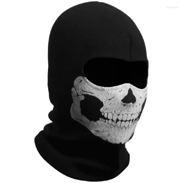 Bérets Musion Masque complet Black Ghosts Print Balaclava avec crâne imprimé pour Cosplay Party Moto Vélo Cyclisme Randonnée en plein air