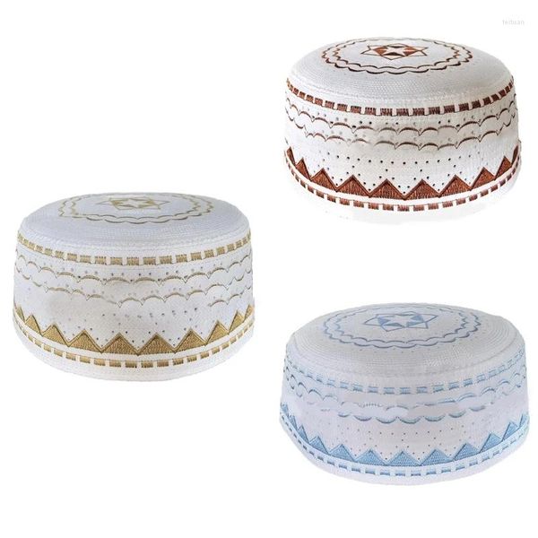 Boinas Musulmanes Hombres Namaz Sombrero de oración Tradicional Islámico HuiNacionalidad Gorra Eid Regalo bordado