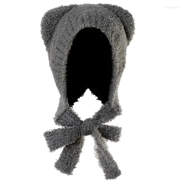 Boinas MXMB Oso Oreja Punto Cráneo Sombrero Flap Lovely Beanie Mujeres Invierno Cálido Cap