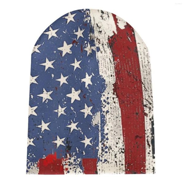 Boinas Nación Americana Estados Unidos Bandera de Estados Unidos Eagl Día de la Independencia Sombrero de punto para hombres Unisex Invierno Otoño Gorro Gorro Cálido