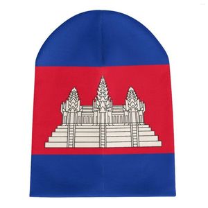 Boinas Nación Bandera de Camboya Cool Country Sombrero de punto para hombres Mujeres Niños Unisex Invierno Otoño Beanie Cap Warm Bonnet