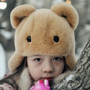 Beretten natuurlijke bont hoed winter jongens meisjes echte hoeden pappen kinderen oorbanden warme kinderen vrouwelijk oor