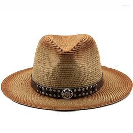 Boinas Panamá Natural sombrero de paja de forma suave verano mujeres/hombres vaquero papá ala ancha playa sol gorra protección UV chica Fedora