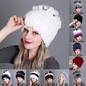 Bérets naturel Rex Cap hiver fourrure chapeaux F/femmes russe femme couvre-chef chaud bonnets casquettes tricot chapeau avec oreille Protec