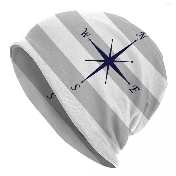 Bérets nautique bleu marine sur argent gris Skullies bonnets chapeaux océan Hip Hop unisexe extérieur casquette chaud double usage Bonnet tricot