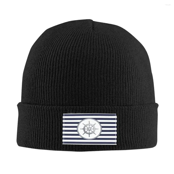 Bérets Navy Bleu nautique Anchor Blein Cap Boneie Unisexe Hiver Bonnet Femme tricot Cool Outdoor Ski Skis Skullies Bamans Chapeaux