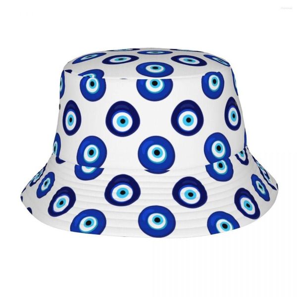 Boinas Nazar Evil Eye Magic Bucket Sombreros para adolescentes Vocación de verano Belleza Campo de pestañas Sombrero Calle Pesca plegable Headwear