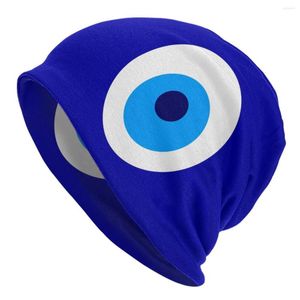 Bérets Nazar Evil Eye Protection Symbole Bonnet Hat à tricot cool Unisexe Amulette turque Turque Hiver Warm Skullies Bons de bonnet