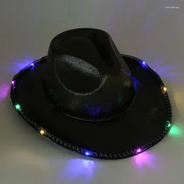Boinas Neon Cowgirl Sombra brillante Vaquero brillante Fedora para festivales de música