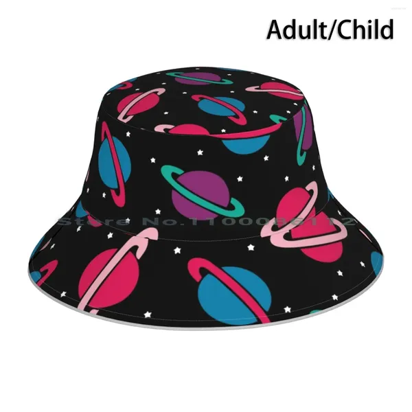 Bérets néon motif planètes spatiales, chapeau seau, casquette solaire, étoiles galaxie Evannave, violet, bleu, Turquoise, rétro, amusant pour enfants