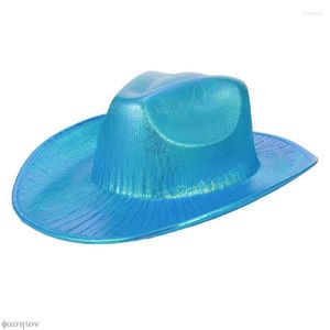 Boinas Neon Sparkly Glitter Hat - Fun Metallic Holographic Party Disco Cowgirl para cumpleaños Despedidas de soltera