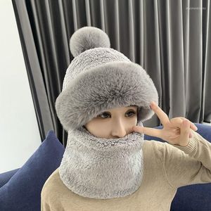 Boinas Nerw invierno mujer sombrero bufanda gorras cuello calentador para gorros pulóveres sombreros enmascarados hombres mujeres niños al aire libre cálido felpa polar