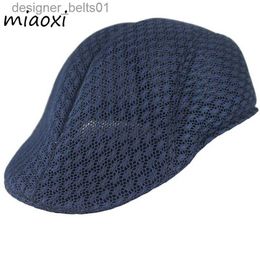 Berets New Fashon Homens Verão Boina Cap para Unisex Grade de Ventilação Masculino Caps Casual Confortável Beleza Sólida Chapéu Adulto CapL231115