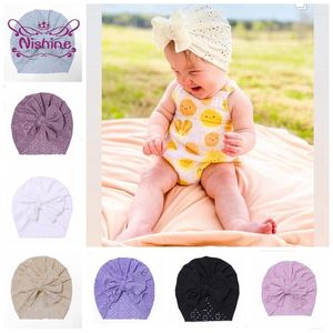 Bérets Nishine 16 20 CM bébé filles printemps et automne chapeaux respirants creux couleur unie à la main nœud papillon casquettes enfants accessoires