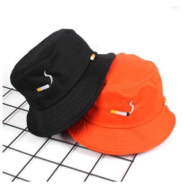 Bérets NO CHILL Cigarette Broderie Seau Chapeau Pour Hommes Femmes Hip Hop Pêcheur Adulte Panama Bob Amoureux D'été Plat