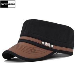 Berets Northwood Fashion Cotton Women's Military Hats Men's Cap Flat Top Verstelbare honkbalpetten Volwassen papa hoed