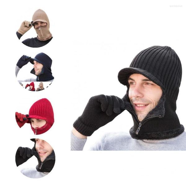 Bérets nouveauté Design 1 ensemble bonnets pour hommes de haute qualité chapeaux gants tricotés casquette en Polyester grand teint pour le travail