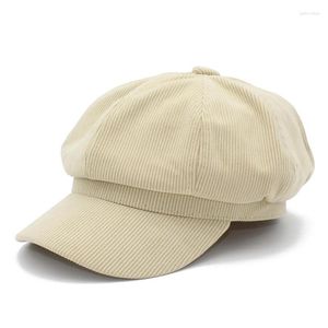 Bérets octogonaux chapeaux pour femmes velours côtelé Sboy casquette hommes dames automne hiver décontracté coton chapeau chaud béret peintre casquettes