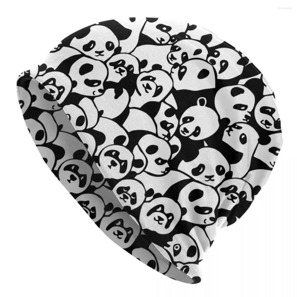 Bérets Oh Panda Bear Mignon Animal Bonnet Chapeau Tricot Cool Outdoor Skullies Bonnets Unisexe Chaud Double Usage Casquette