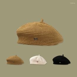 Boina Ohmmayby 2023, boina elegante negra a la moda, parasol para primavera y verano, decoración fina transpirable, gorra de artista con cúpula, sombrero para mujer