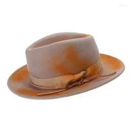 Beretten ouderwetse Fedora tophoed met boog wol korte randkleden verrassingsgeschenk voor dames casual