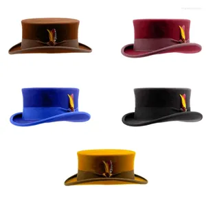 Bérets Fedoras Hat à l'ancienne laine courte courte Western Top pour Trilby Drop