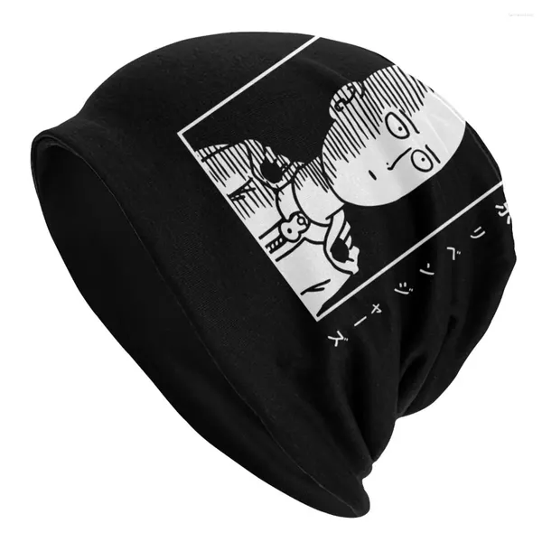 Bérets One-Punch Man Skullies Bonnets Chapeau Anime Japon Mignon Décontracté Automne Hiver Rue Unisexe Casquette Adulte Chaud Bonnet Tricoté