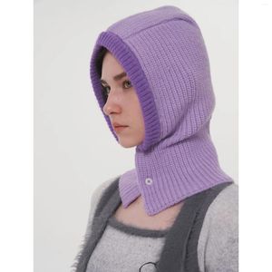 Bérets Cagoule originale pour femmes hiver Y2K grande circonférence de la tête chaude Protection des oreilles chapeau tricoté en laine