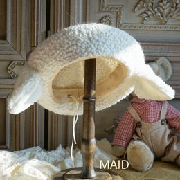 Bérets Béret en peluche avec oreilles de mouton, design Original, laine d'agneau, Lolita, fait à la main, 230830