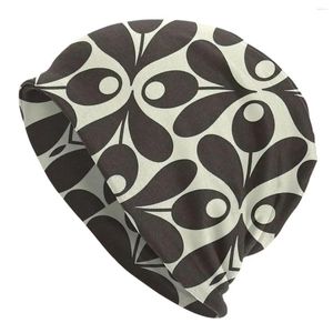 Bérets Orla Kiely Floral Black Flower Cap Cool Adulte Ski Skullies Bonnets Chapeaux Printemps Chaud Double Usage Bonnet Tricot