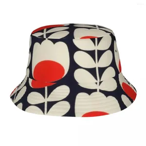 Berets Orla Kiely Multi STEM FLOWERS ROUGE BLANC BLAND CHATS PANAMA POUR MAN FEMME BOB BOB OUTDOOOR FISHERMAN SUMBER UNISE