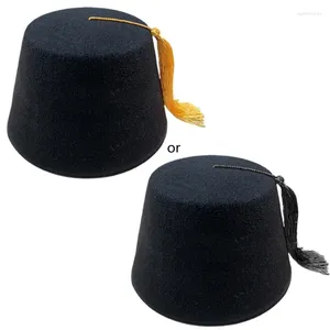 Bérets Ottoman Fez, chapeau respirant, pompons noirs turcs, accessoire de Cosplay, couvre-chef F0T5