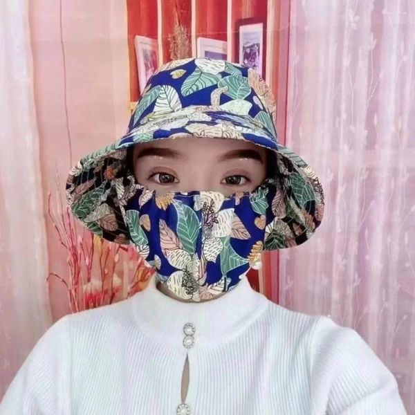 Bérets Modèle de fleurs extérieurs anti-uv chapeau solaire masque de poussière de mode protéger les femmes du cou hommes pêcheurs de pêche à la thèse de cueillette 2024