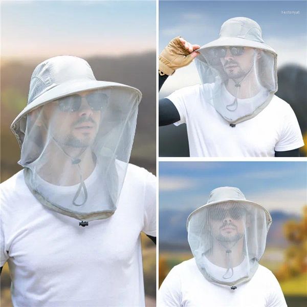 Boinas al aire libre Cabeza facial de la cabeza del sombrero Neta de la red Anti-Mosquito Capa de mosquitos Viajes de verano Mesh cubiertas de pesca Capas de pesca