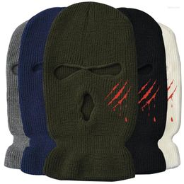 Baretten Outdoor Dames Sport Fietsen Gebreide Muts Mannen Effen 3 Gaten CS Tactiek Skullies Ski Beanie Gorros Met Masker cover Bivakmuts