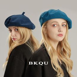 Beretten oversized dames gebreide baret katoenen hoeden 53 cm-61 cm hoofdgrootte flexibele vaste kleur stijlvolle vintage vrouwelijke hoed capsberets