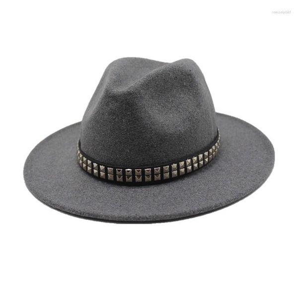 Boinas OZyc 2023 Otoño Invierno Lana Sombrero para el sol Mujeres Hombres Fedora Clásico Ancho Ala Fieltro Floppy Color Sólido Cap HatsBerets Wend22