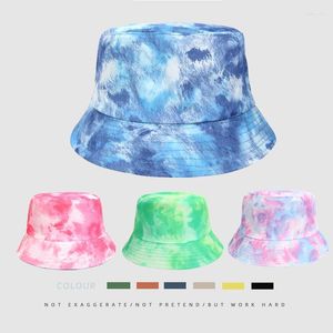 Bérets peints Tie-Dye chapeau de pêcheur vêtements pour hommes femmes seau sur deux côtés en plein air les deux casquettes de bassin de loisirs du soleil