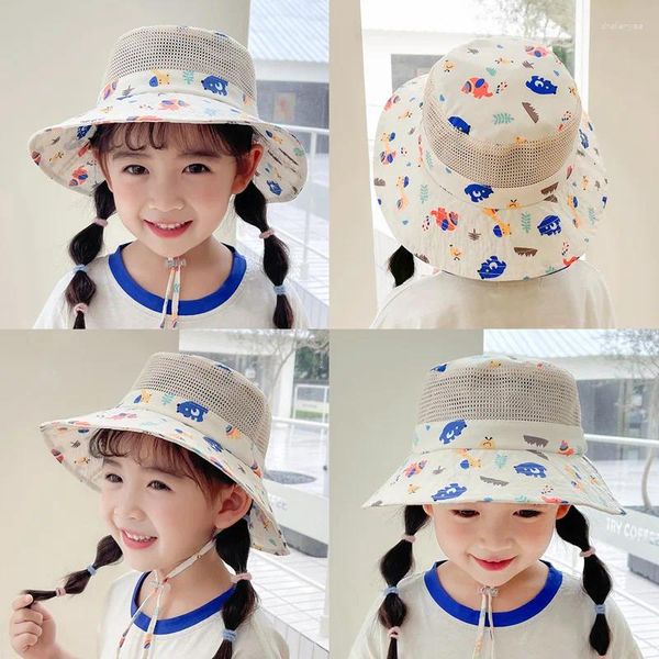 Bérets jumelés avec une corde coupe-vent, protection solaire pour enfants, chapeau de bébé, femme, été, Style mince, garçon, pêcheur Cool