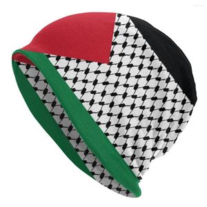 Bérets Palestine Drapeau Bonnet Hiver Chaud Skullies Bonnets Chapeaux Adulte Palestinien Hatta Kufiya Keffiyeh Modèle Tricot Bonnet Cap