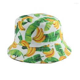 Baretten Panama Emmer Hoed Mannen Vrouwen Zomer Vissen Cap Banaan Druif Aardbei Print Zon Bescherming Hip Hop Gorros Visser