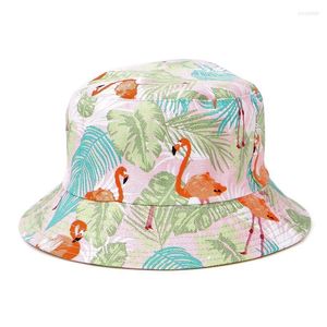 Berets Panama Bucket Hat Men Women Summer Cap Flamingo Bob Hip Hop Gorros Fishing Fisherman Hatberets Pros22